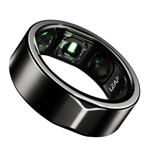 Leaf Halo Smart Ring | Health Tracker | Sleep, Fitness, Stress | Includes 30+ Workout Modes | Battery upto 10 Days | Buy Sizing Kit First | Track Steps, HRV, SPO2 & Periods | Carbon Black - Size 9 - Image 1