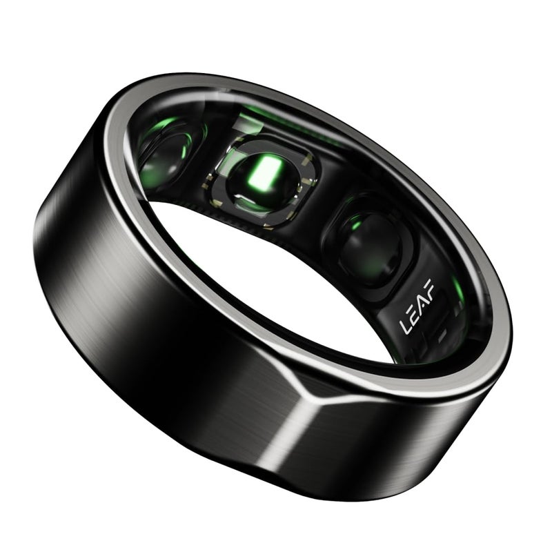 Leaf Halo Smart Ring | Health Tracker | Sleep, Fitness, Stress | Includes 30+ Workout Modes | Battery upto 10 Days | Buy Sizing Kit First | Track Steps, HRV, SPO2 & Periods | Carbon Black - Size 9 - Image 5