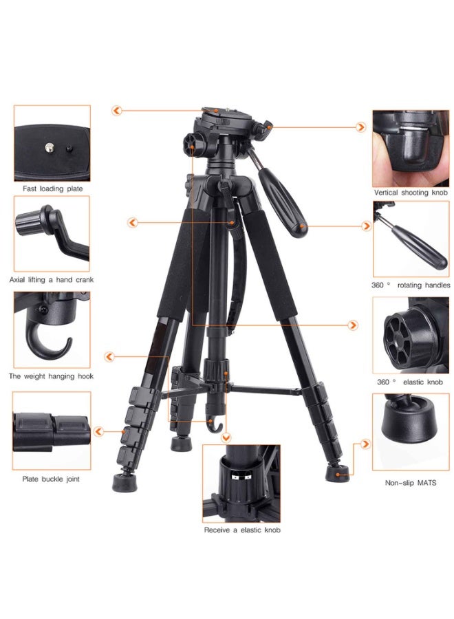 74" Camera Tripod and Monopod, Free Phone and Tablet Clip,Professional Aluminum Tripod Stand for Mirrorless Camera/DSLR/Cell Phone/Camcorder/GoPro - Image 2