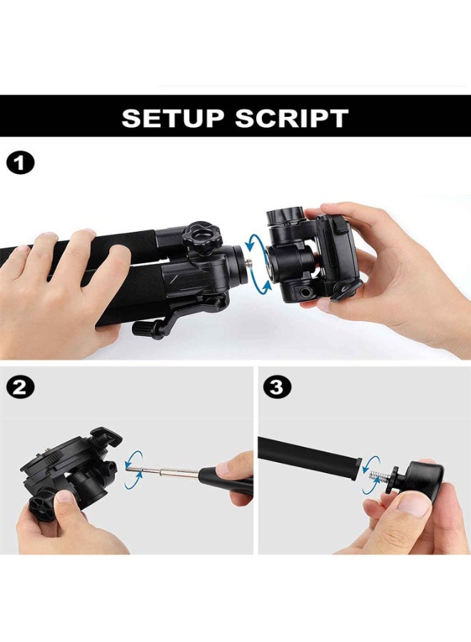 74" Camera Tripod and Monopod, Free Phone and Tablet Clip,Professional Aluminum Tripod Stand for Mirrorless Camera/DSLR/Cell Phone/Camcorder/GoPro - Image 5