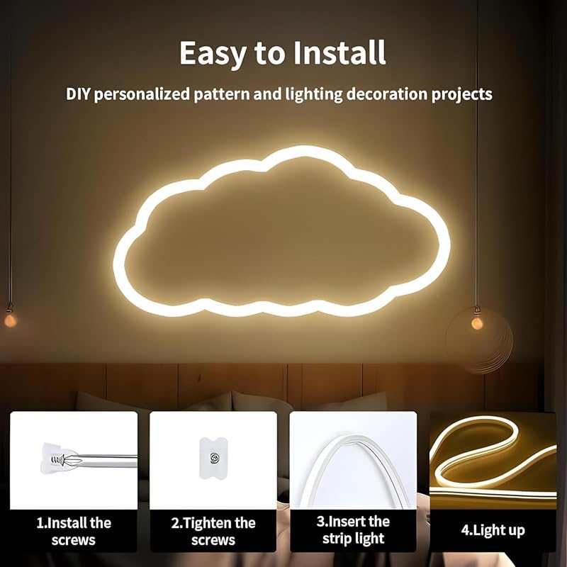 REPISH شريط إضاءة نيون دافئ أبيض بطول 5 متر مع 600 LED ومحول 12 فولت مثالي لتزيين الجدران والحفلات والاحتفالات والبارات والعروض النيون المخصصة عبوة من 1 - Image 3