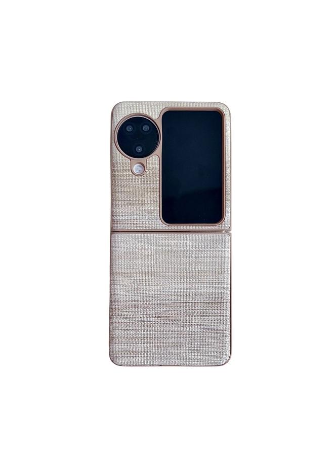 Green Tiger For OPPO Find N3 Flip Illusory Color Leather Texture PC Phone Case(Coffee)