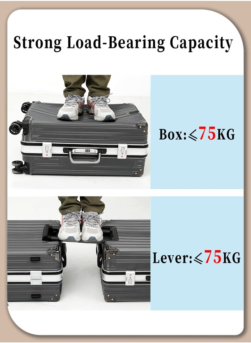 Moovant - 24-inch Travel Suitcase, Portable Boarding Trolley Case, Large Capacity Aluminum Frame Carry-On Luggage, Zipperless Luggage, with Security Combination Lock, 2 USB Charging Ports, 360° Silent Universal Wheels, PC Material, Grey - Image 1