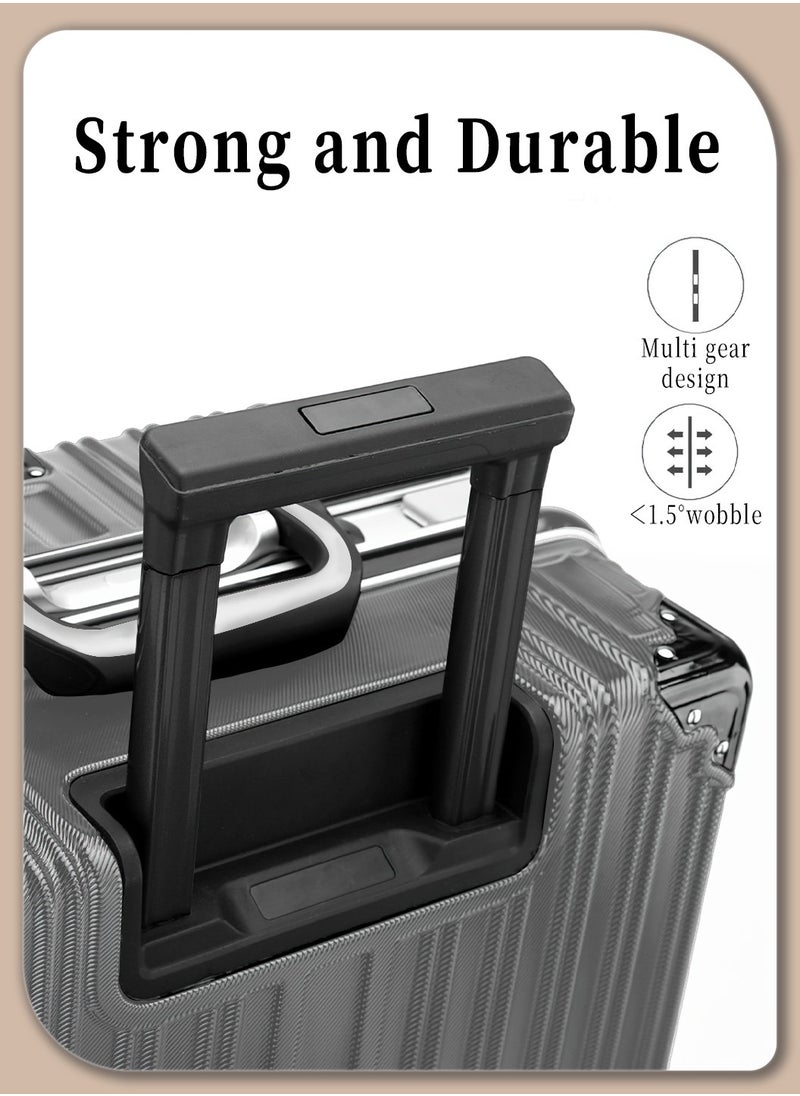 Moovant - 24-inch Travel Suitcase, Portable Boarding Trolley Case, Large Capacity Aluminum Frame Carry-On Luggage, Zipperless Luggage, with Security Combination Lock, 2 USB Charging Ports, 360° Silent Universal Wheels, PC Material, Grey - Image 1