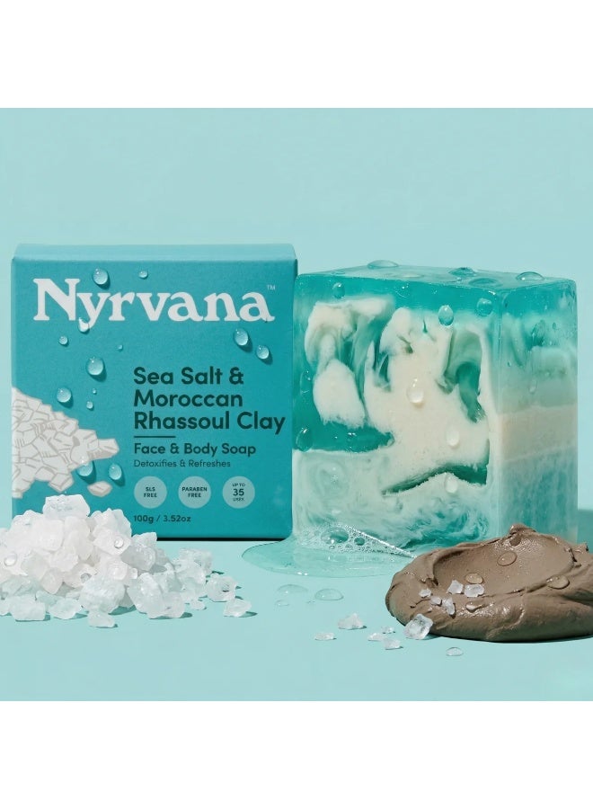 Nyrvana Sea Salt & Moroccan Rhassoul Clay Soap 
Detoxifies & Refreshes 100 Gram - Image 2
