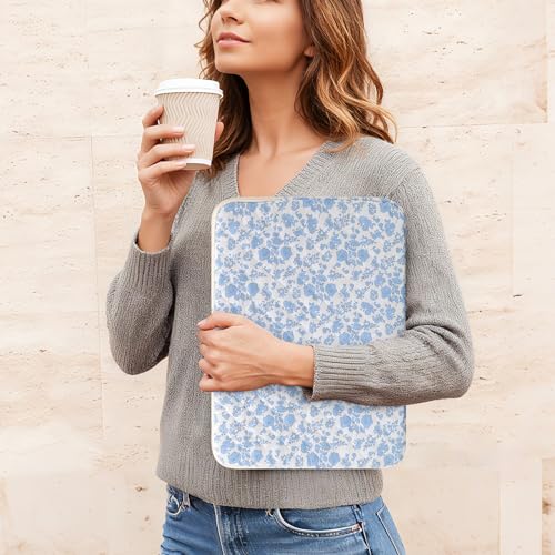 BBIQI Puffy Laptop Sleeve 13 Inch Cute Quilted Laptop Protective Case Padded Floral Computer Sleeve for MacBook BBlue 13 Inch - Image 3