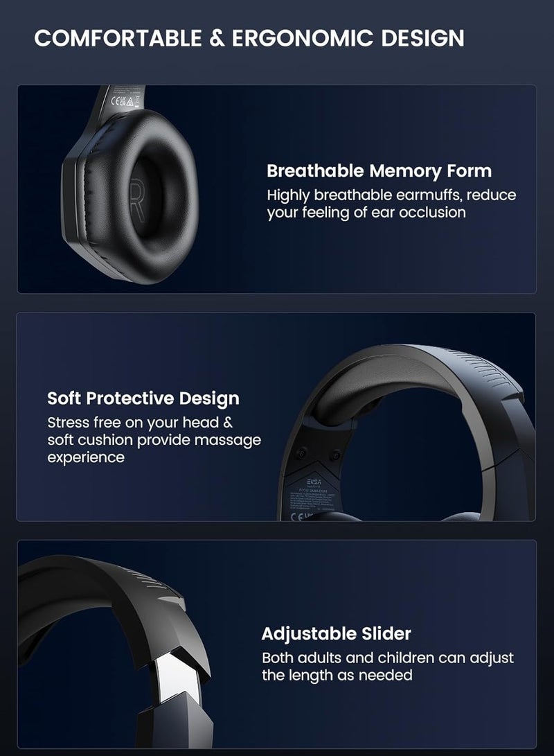 EKSA EKSA Wireless Gaming Headset, 2.4GHz USB Gaming Headphones with Microphone for PC, PS5, PS4, Nintendo Switch, 7.1 Surround Sound PC Headset, RGB Light, Ergonomic Design, 3.5mm Wired for Xbox Serie - Image 5