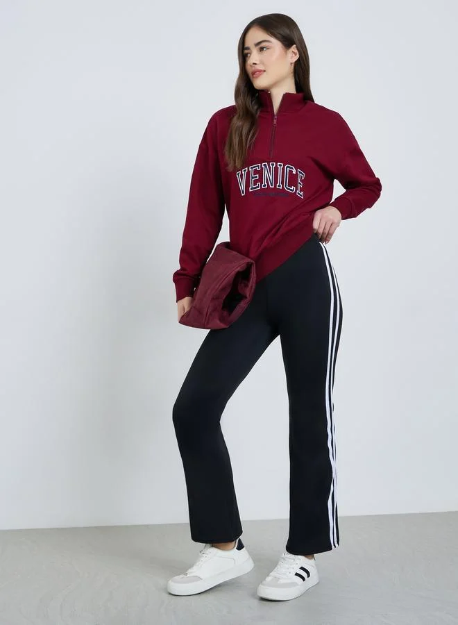 Styli Black Side Striped Flare Leggings