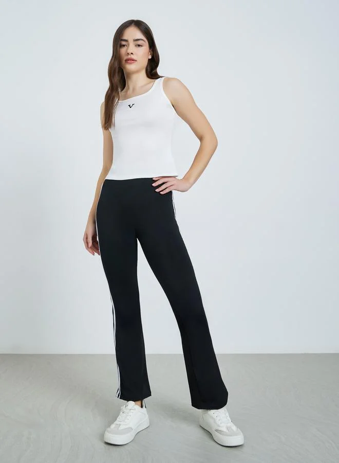 Styli Black Side Striped Flare Leggings