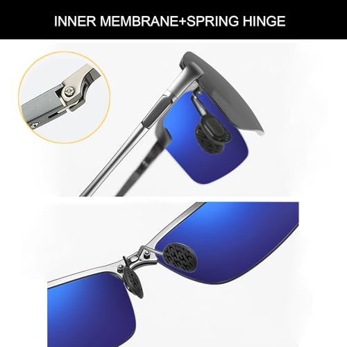 YIMI نظارات شمسية YIMI قطبية فوتوكرومية z87 للقيادة للرجال نظارات أمان نهارية وليلية (إطار أسود/عدسة سوداء) - Image 2