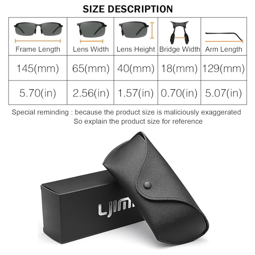 YIMI نظارات شمسية YIMI قطبية فوتوكرومية z87 للقيادة للرجال نظارات أمان نهارية وليلية (إطار أسود/عدسة سوداء) - Image 5