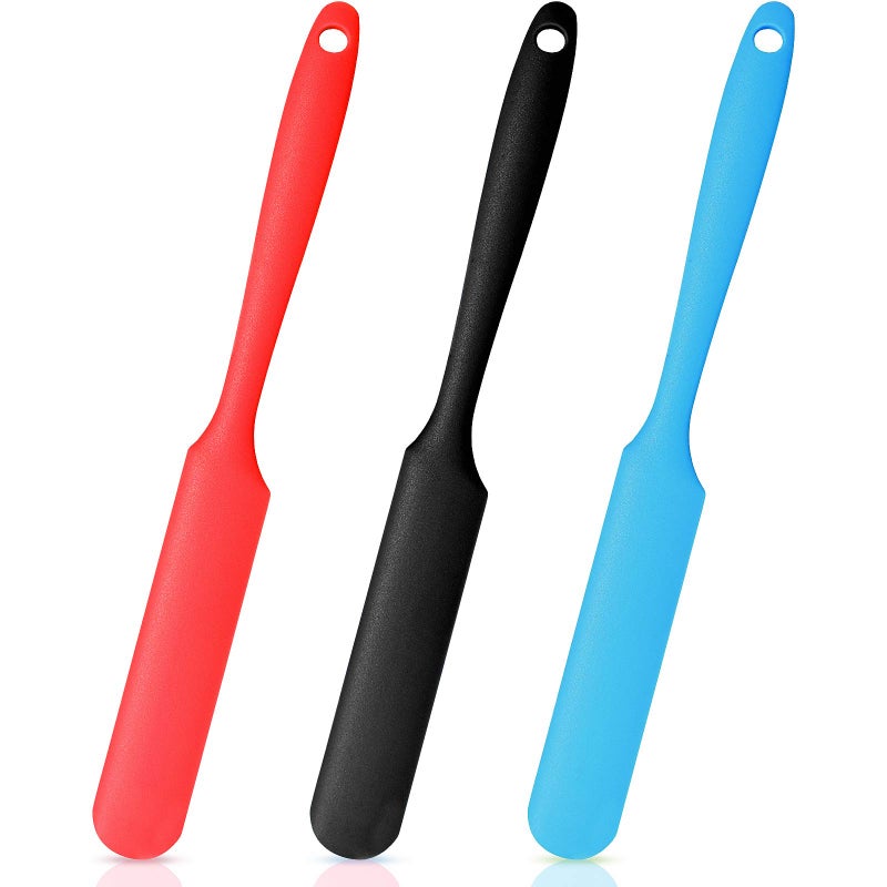 Mudder 3 Pieces Nonstick Wax Spatulas Silicone Spatula Waxing Applicator Hair Removal Sticks Applicator Spatula Reusable Scraper Hard Wax Sticks for Home Salon Body Use Black Red Blue
