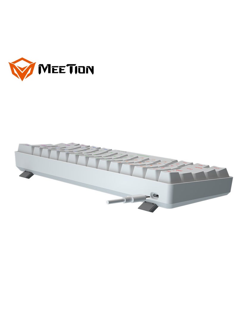 MEETION Dual Mode Bluetooth 60 Gaming Keyboard Ergonomic Design, Double Injection Processing, Mechanical Gaming Keyboard MK005BT White