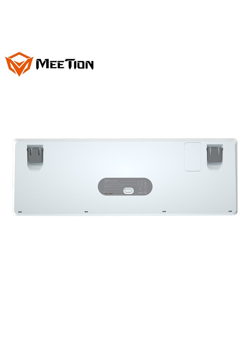 MEETION Dual Mode Bluetooth 60 Gaming Keyboard Ergonomic Design, Double Injection Processing, Mechanical Gaming Keyboard MK005BT White