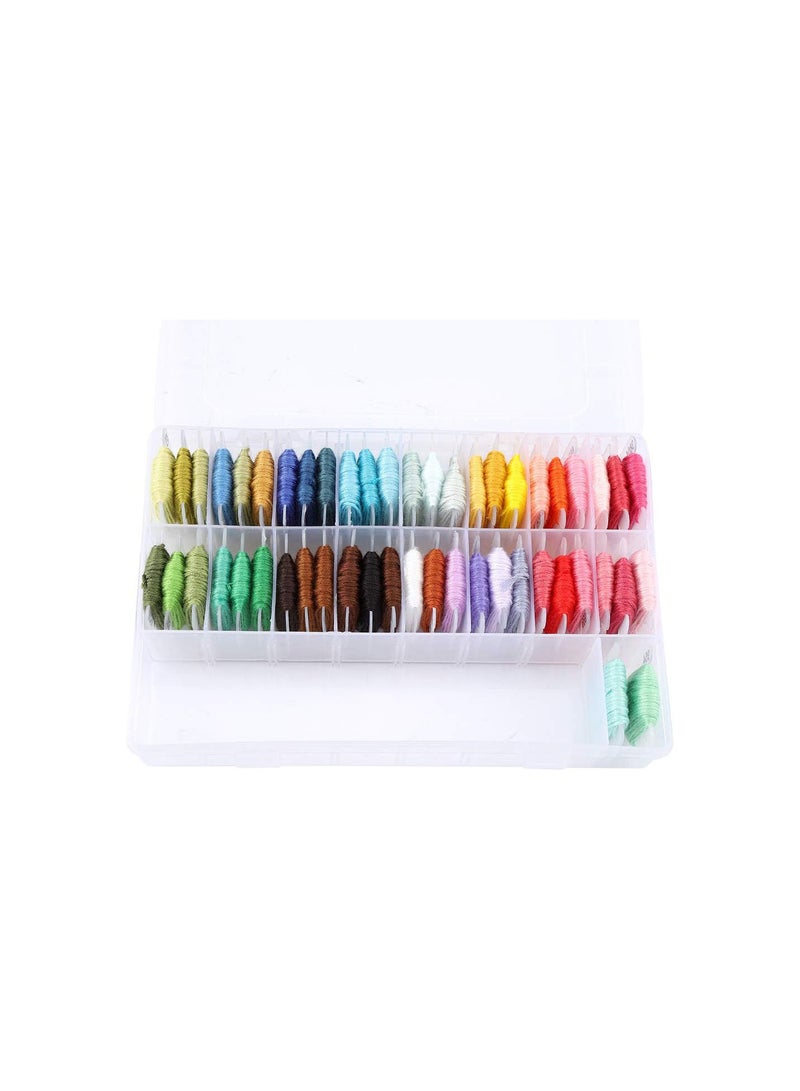 GGOOT Full Range of Embroidery Starter Kit DIY Cross Stitch Tool Kit Bamboo Hoop Embroidery Cloth Needles 50 Colors Wires Set with Storage Case  - Image 5