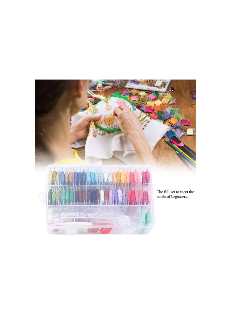 GGOOT Full Range of Embroidery Starter Kit DIY Cross Stitch Tool Kit Bamboo Hoop Embroidery Cloth Needles 50 Colors Wires Set with Storage Case  - Image 2