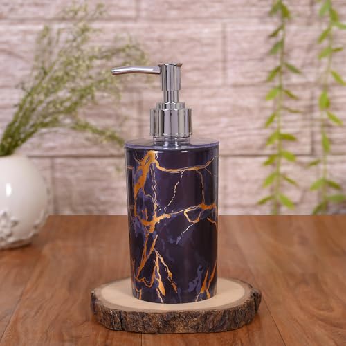 Shenron Refillable Liquid Soap Dispenser. Unbreakable Plastic Dispenser for Sanitizer Lotion Shampoo. Handwash Bottle for Kitchen, Bathroom, Shower, Wash Basin, Sink - 250ML (Purple Marble, Pack of 1) - Image 1