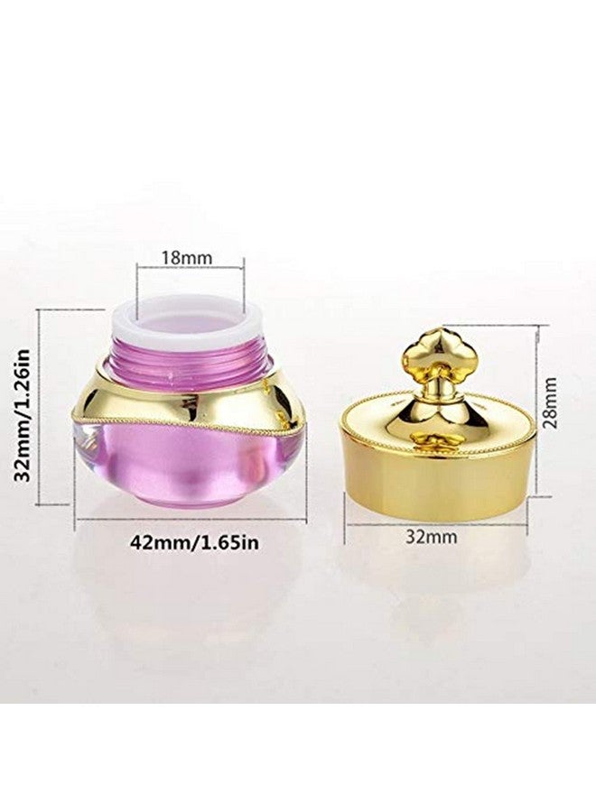 هيلثكوم Healthcom 10 عبوات 5 جرام/5 مل من مرطبانات الكريم الفارغة Gold Crown وزجاجات مرطبان الشفاه وحاوية قابلة لإعادة التعبئة ومرطبانات عينات مستحضرات التجميل ومرطبان بلاستيكي للمكياج مع غطاء وحقيبة تجريبية لمستحضرات التجميل والكريمات وظلال العيون (أرجواني) - Image 2