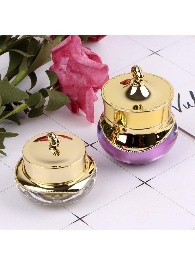 هيلثكوم Healthcom 10 عبوات 5 جرام/5 مل من مرطبانات الكريم الفارغة Gold Crown وزجاجات مرطبان الشفاه وحاوية قابلة لإعادة التعبئة ومرطبانات عينات مستحضرات التجميل ومرطبان بلاستيكي للمكياج مع غطاء وحقيبة تجريبية لمستحضرات التجميل والكريمات وظلال العيون (أرجواني) - Image 3