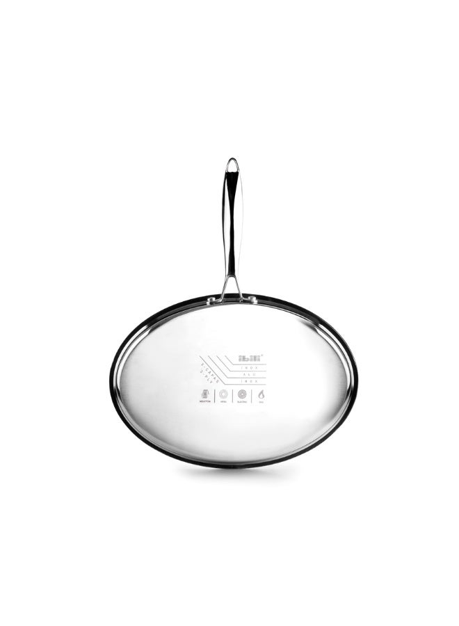 ibili مقلاة سمك طبيعية ثلاثية الطبقات 34x23 سم، مقلاة بيضاوية من الألمنيوم والفولاذ المقاوم للصدأ، مقلاة صحية بطبقات ثلاثية، توزيع حراري متساوي، كفاءة في استهلاك الطاقة، مقبض مقاوم للحرارة، آمنة للاستخدام في الفرن - Image 2