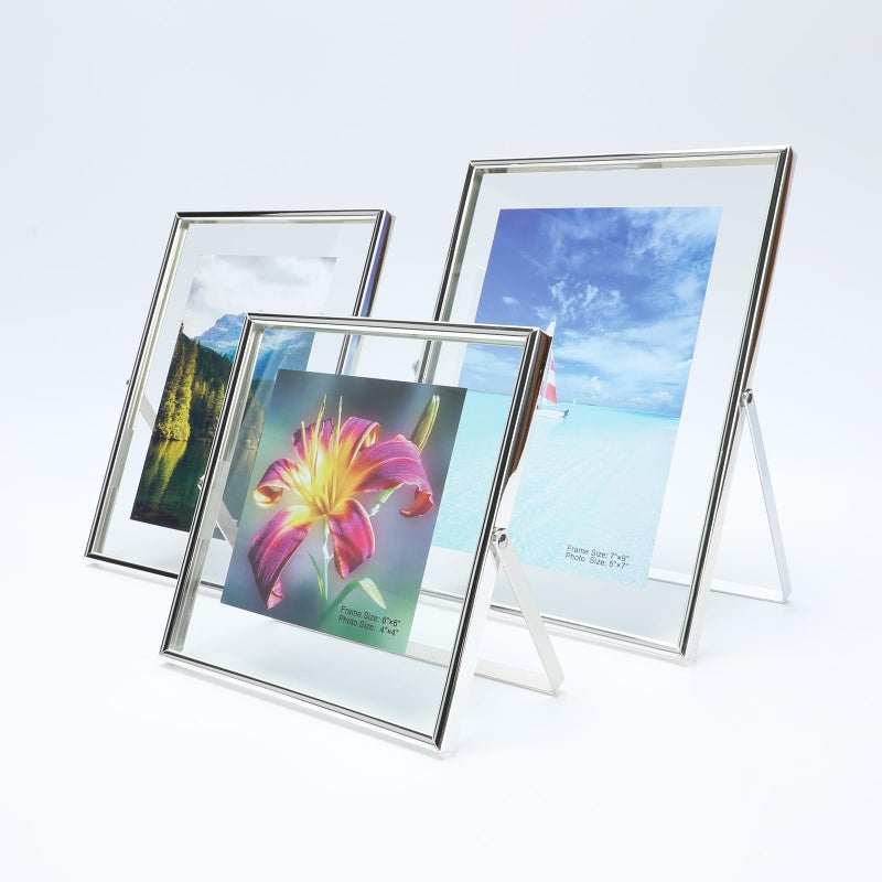 أهاجو مجموعة إطارات الصور العائمة Ahago Silver من 3 بما في ذلك 6 ""؟ 6 "" 6 "؟ 8" "7"؟ - Image 1