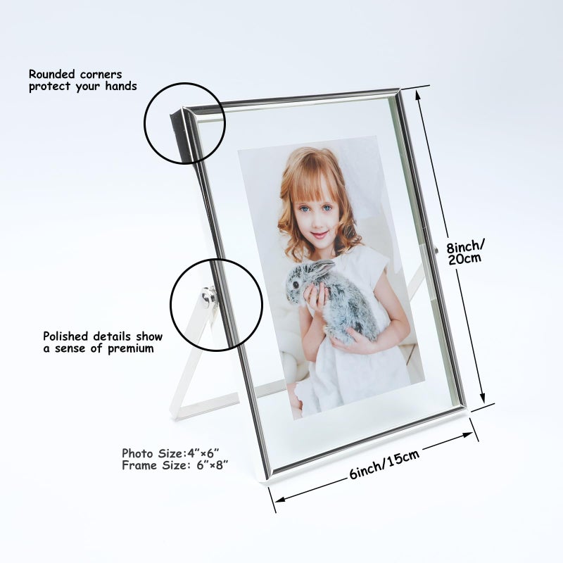 أهاجو مجموعة إطارات الصور العائمة Ahago Silver من 3 بما في ذلك 6 ""؟ 6 "" 6 "؟ 8" "7"؟ - Image 3