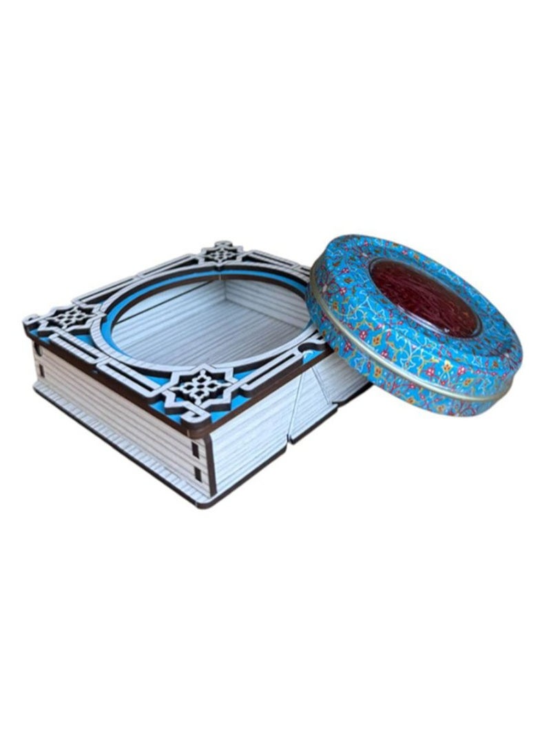 ZARCHIN Z31/Wooden Box with Tin Container , 11x11x3cm , 3gm Super Negin Saffron  - Image 2