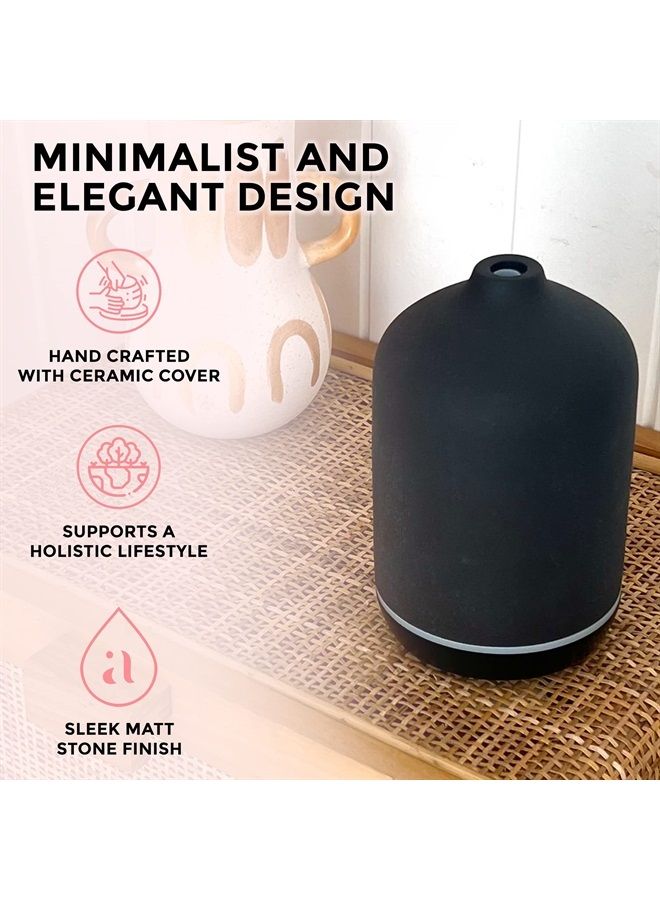Ajna Aroma Diffuser for Essential Oil and Aromatherapy- Large Room Diffuser with Ionic Technology - Room Vaporizor, Humidifier, Diffuser with Cool Mist - 3 in 1 Gift Set - Matte Black (100 ml)