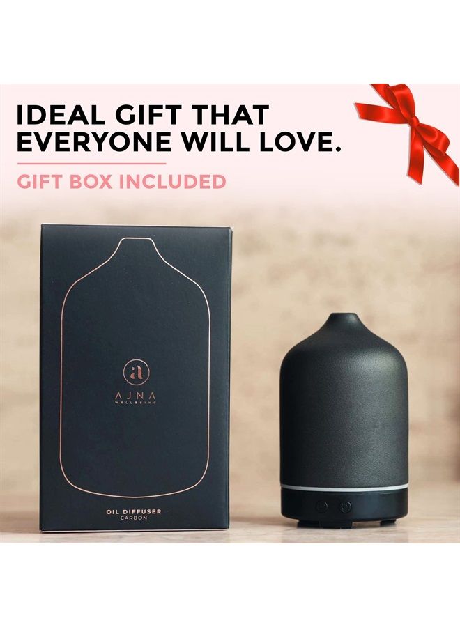 Ajna Aroma Diffuser for Essential Oil and Aromatherapy- Large Room Diffuser with Ionic Technology - Room Vaporizor, Humidifier, Diffuser with Cool Mist - 3 in 1 Gift Set - Matte Black (100 ml)