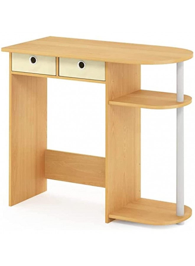 Furinno Furinno Go Green Home Laptop Notebook Computer Desk/Table with 2 Drawer Bins, Beech/Ivory/White  - Image 1