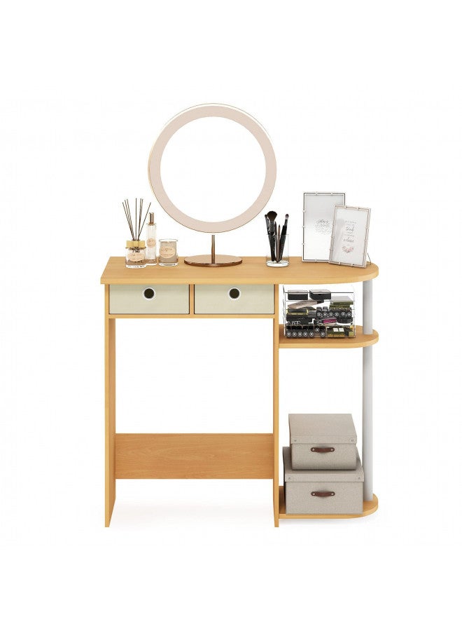 Furinno Furinno Go Green Home Laptop Notebook Computer Desk/Table with 2 Drawer Bins, Beech/Ivory/White  - Image 4