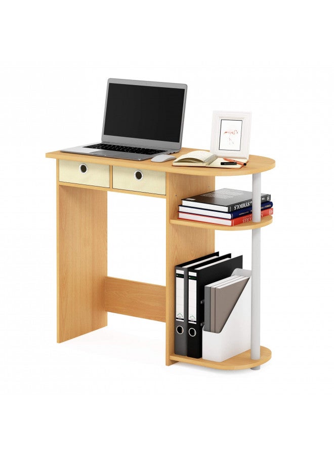 Furinno Furinno Go Green Home Laptop Notebook Computer Desk/Table with 2 Drawer Bins, Beech/Ivory/White  - Image 5