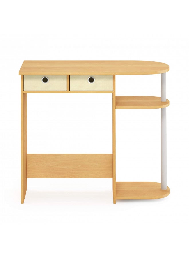 Furinno Furinno Go Green Home Laptop Notebook Computer Desk/Table with 2 Drawer Bins, Beech/Ivory/White  - Image 3