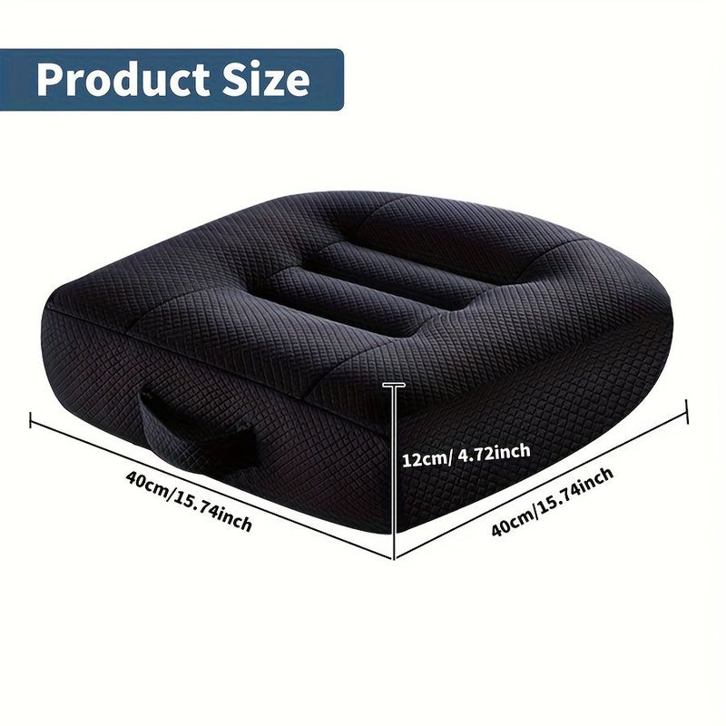 Gray Black 1pc Car Booster Seat Cushion For Height Increase Comfort Office Vehicle - Image 1