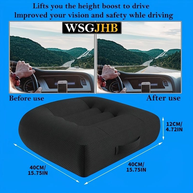 Gray Black 1pc Car Booster Seat Cushion For Height Increase Comfort Office Vehicle - Image 3