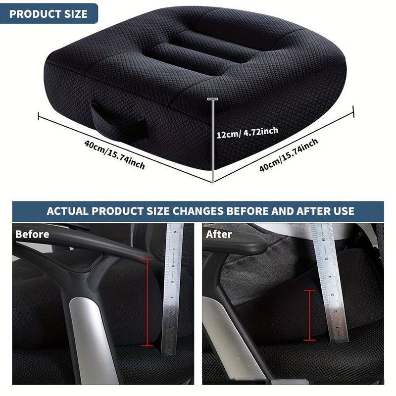 Gray Black 1pc Car Booster Seat Cushion For Height Increase Comfort Office Vehicle - Image 5