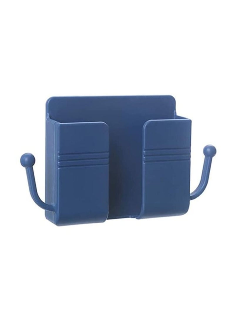 DIGI CORE - Wall Mount Phone Holder Phone Stand With Data Cable And Hooks Receiving Hole Multi Purpose Phone Charging Dock With Adhesive Phone Holder For Shower Compatible With iPhone And Android Blue - Image 1