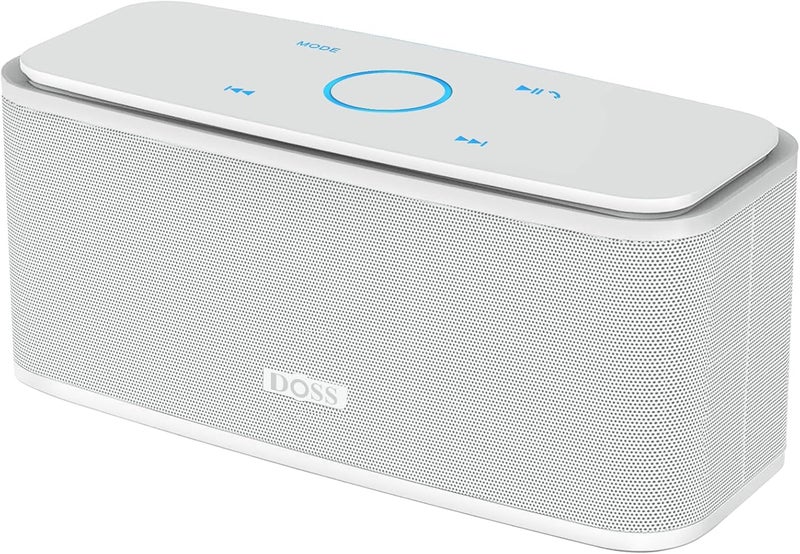 Doss Bluetooth Speaker, SoundBox Touch Portable Wireless Speaker with 12W HD Sound and Bass, IPX5 Water-Resistant, 20H Playtime, Touch Control, Handsfree, Speaker for Home, Outdoor, Travel-White - Image 1
