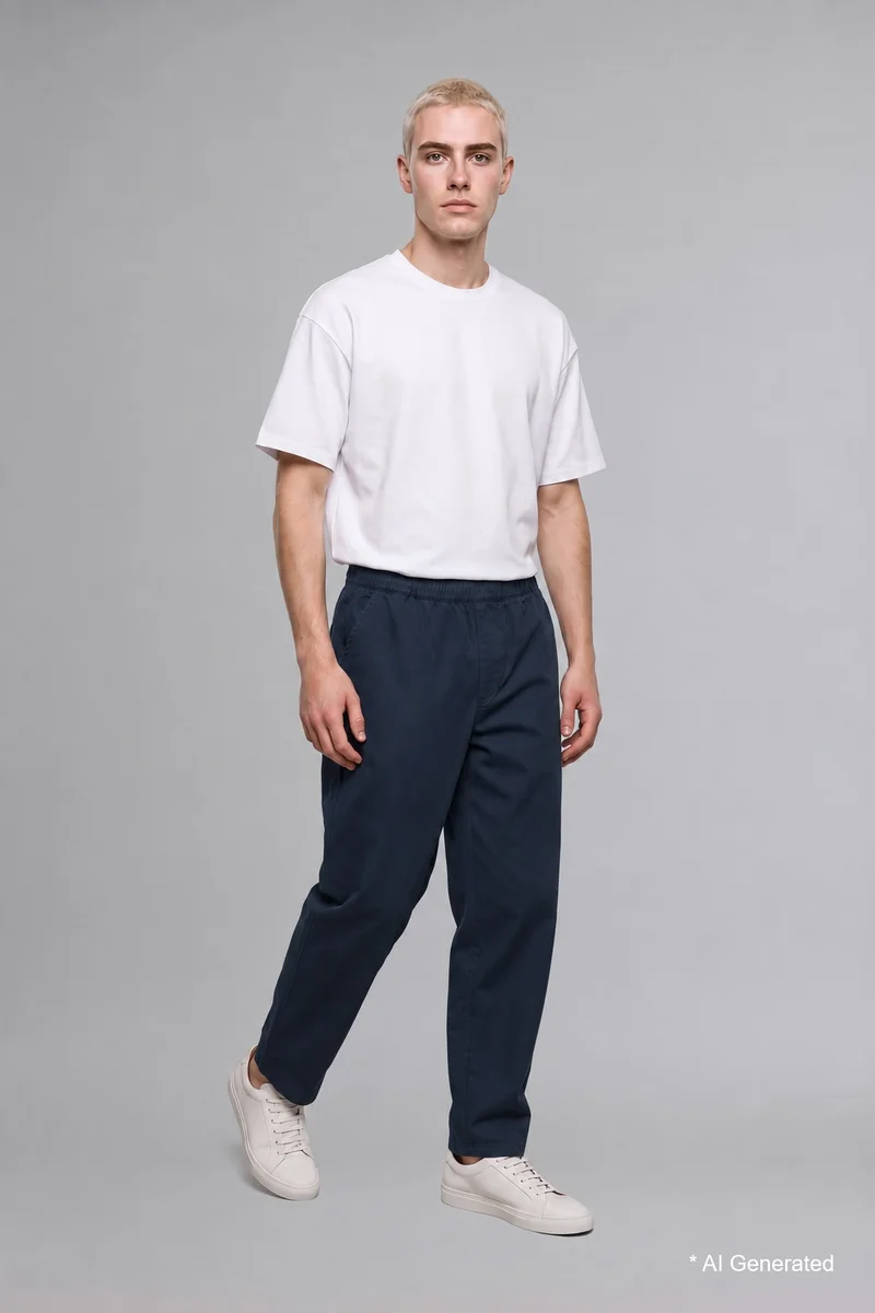 Ultra Soft Baggy Fit Pleated Detail Basic Trousers
