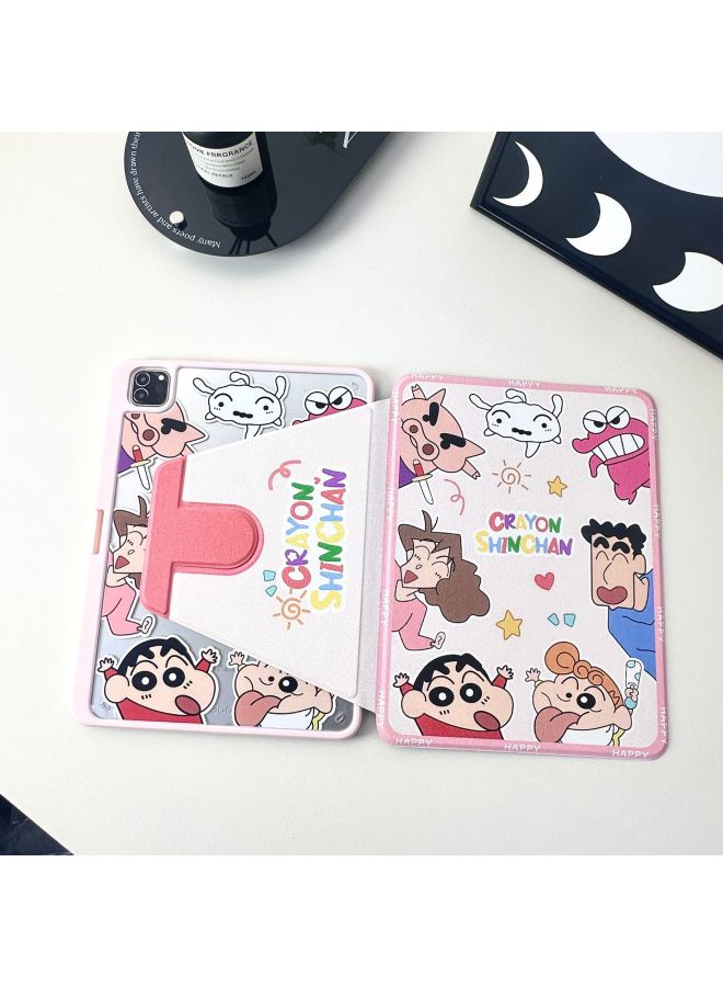 Monster Avatar For Ipad2025 Air7 Protective Case 10/11 Generation Cartoon Mini7 With Pen Slot Rotating-Color:【xiaoxin Family-double-sided Painting】 720°Rotation-book Style/pink Edge-Applicable Models:Ipad 10th Generation/11th Generation【 11inch 】