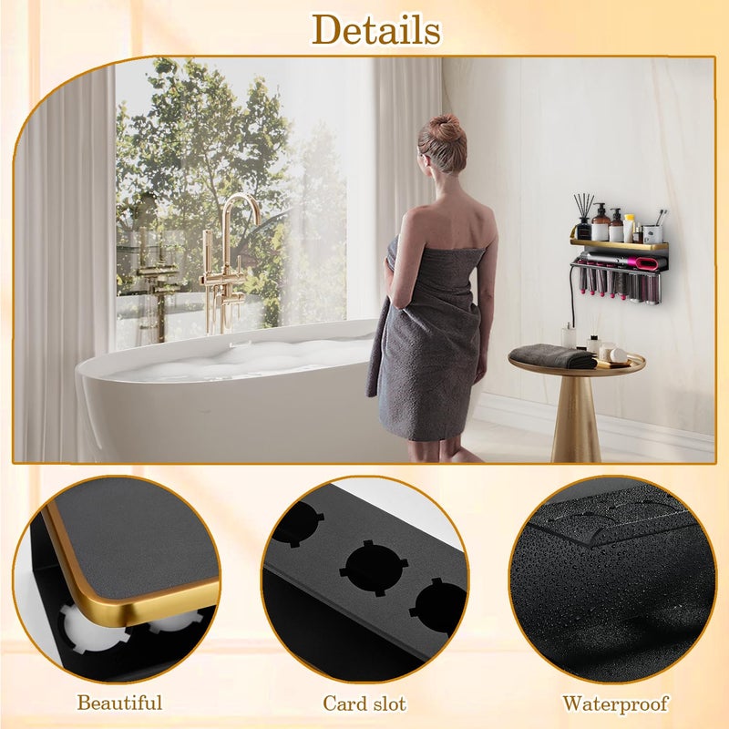 Yimerlen Airwrap Storage Holder Compatible with Dyson Airwrap Curling Iron Wall Mounted Storage Rack Holder for Home Organizer (with Comb) Gold - Image 3