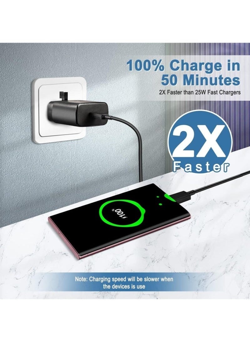 Fast Charger for Samsung Galaxy Charger Head with Charging Cable 45 watts, S23 Ultra S23 Plus S23 S23 S22 Ultra S22 S21 Ultra S21 S21 A54 A53 A52 A32-45W with Type-C 5A fast Cable - Image 2