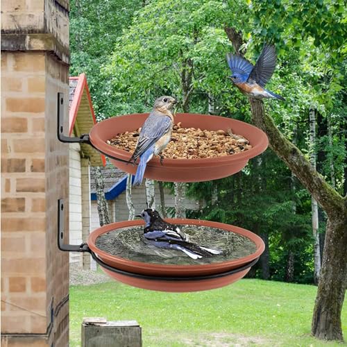 BIRDSHALA Pack of 2 Bird Feeder for Water & Seed Bird Bath Trey for Balcony, Garden, Trees & Wall mounting, Attracting Wild Birds - Image 2