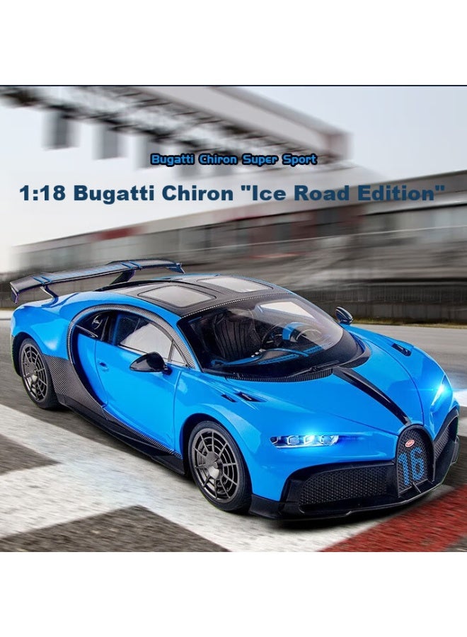 Black Mamba Bugatti Chiron 1：18 Blue Car Model Toy For Children, Alloy Car Collectible Display Piece Gift - Image 1