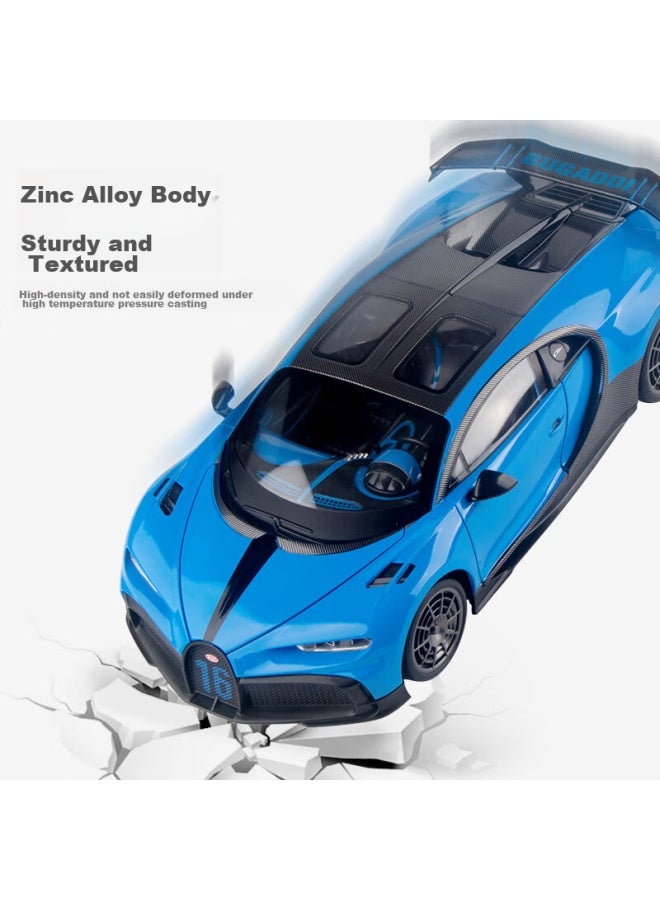 Black Mamba Bugatti Chiron 1：18 Blue Car Model Toy For Children, Alloy Car Collectible Display Piece Gift - Image 3