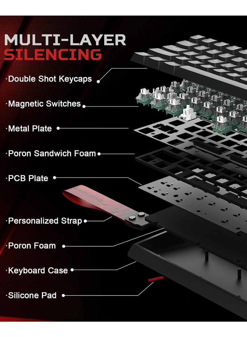 MADLIONS MAD 68 HE Mechanical Keyboard, 65% Gaming Keyboard, Magnetic Hall Effect Keyboard - Adjustable Actuation & Rapid Trigger, 8000Hz Polling, PBT Side-Print Keycaps, 16 Million Colors RGB Hot-Swap (Black, Magnetic Amber Pro Switch) - Image 4