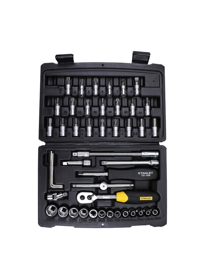 Stanley STANLEY STMT72794 1/4'' Square Drive Metric Socket Set with Double Nickel Chromium Alloy (46-Pieces), YELLOW & BLACK  - Image 1