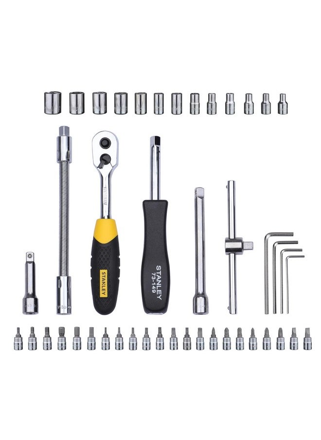 Stanley STANLEY STMT72794 1/4'' Square Drive Metric Socket Set with Double Nickel Chromium Alloy (46-Pieces), YELLOW & BLACK  - Image 4