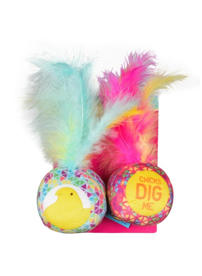 Peeps for Pets Jingle Bell Catnip Toys, 2 Pack in Assorted Colors | Feather Cat Toys with Bell and Catnip from | 2 Pack Fabric Plush Cat Toys - Image 1