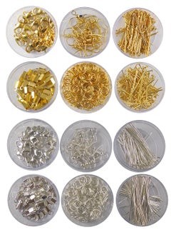 eshoppee eshoppee Jewellery Making kit Material, Fitting kit Includes Lobster Claps, Jump Ring, keel, kunda, Earring, Necklace end Locking, chhalle,Ring, etc. (Silver Gold)  - Image 1